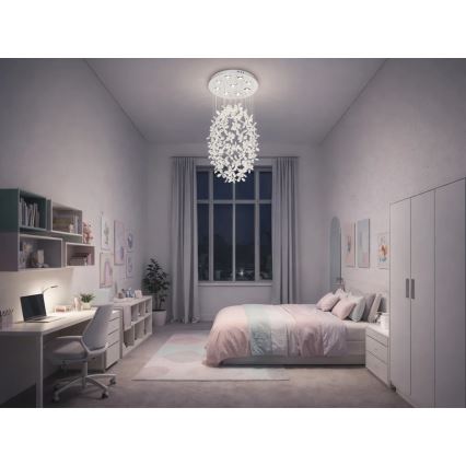 Candeeiro de teto de cristal LED SAMOA LED/30W/230V Ø 40 cm cromo brilhante + comando à distância