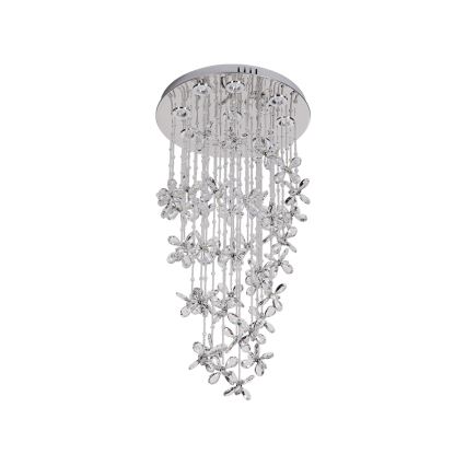 Candeeiro de teto em cristal LED SAMOA LED/30W/230V Ø 40 cm cromo brilhante + comando à distância
