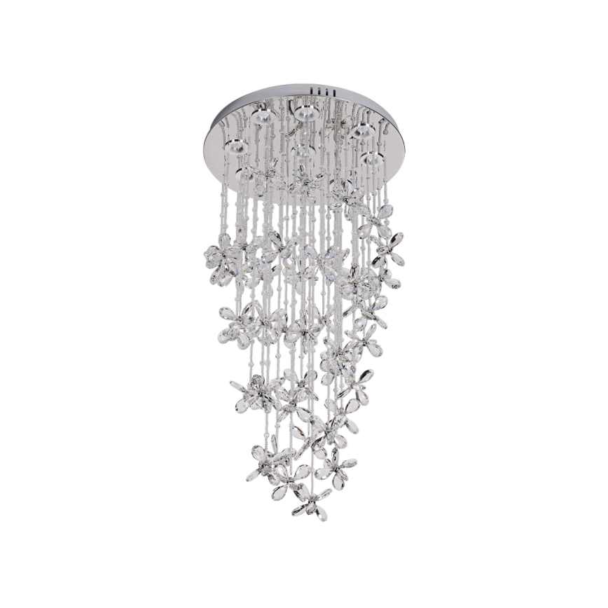 Candeeiro de teto em cristal LED SAMOA LED/30W/230V Ø 40 cm cromo brilhante + comando à distância