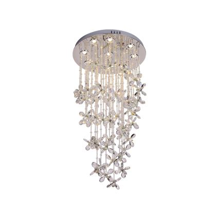 Candeeiro de teto em cristal LED SAMOA LED/30W/230V Ø 40 cm cromo brilhante + comando à distância