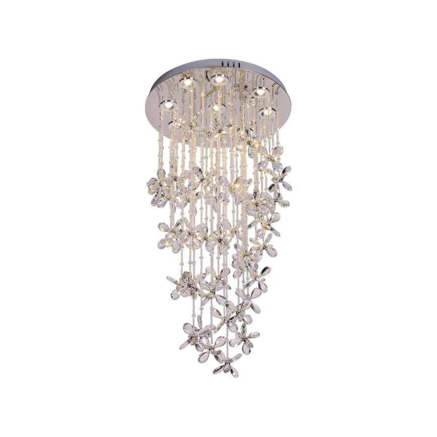 Candeeiro de teto em cristal LED SAMOA LED/30W/230V Ø 40 cm cromo brilhante + comando à distância