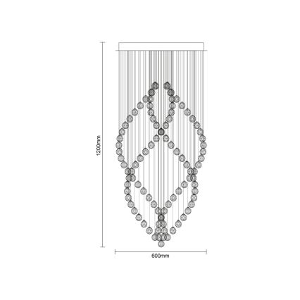 Candeeiro de teto em cristal LED NAURU LED/30W/230V Ø 60 cm cromado brilhante + controlo remoto
