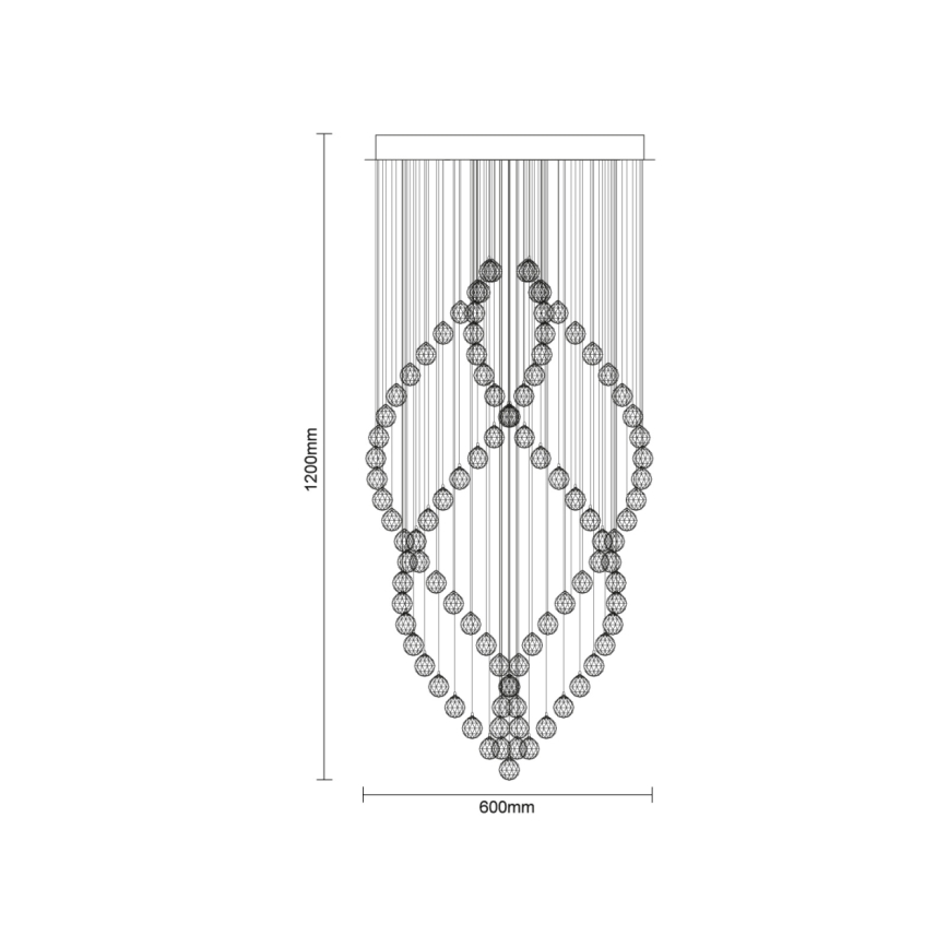 Candeeiro de teto em cristal LED NAURU LED/30W/230V Ø 60 cm cromado brilhante + controlo remoto