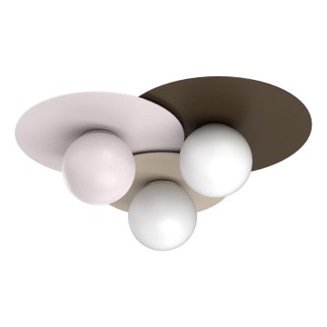 Candeeiro de tecto FLAT 3xE27/15W/230V 55x60 cm bege/creme/castanho