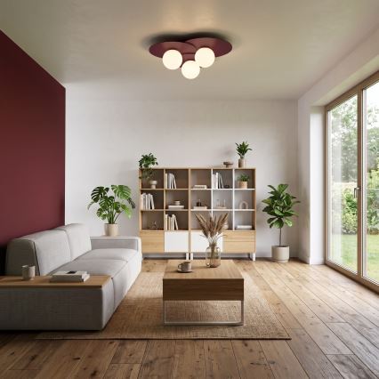 Candeeiro de tecto FLAT 3xE27/15W/230V 55x60 cm bordô