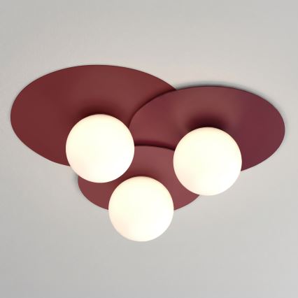 Candeeiro de tecto FLAT 3xE27/15W/230V 55x60 cm bordô