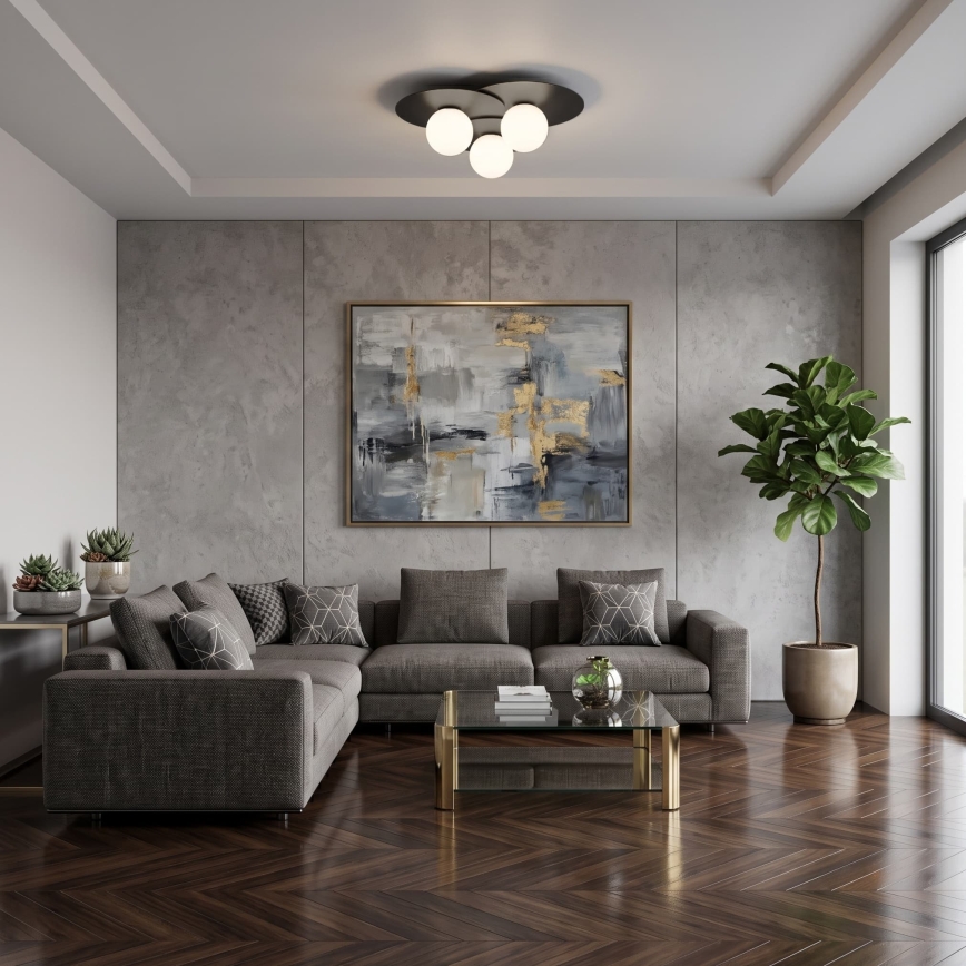 Candeeiro de tecto FLAT 3xE27/15W/230V 55x60 cm preto