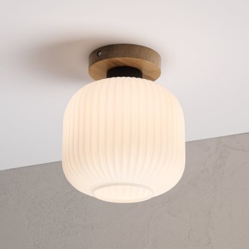 Candeeiro de tecto HARMA WOOD 1xE27/15W/230V carvalho/branco Ø 20 cm