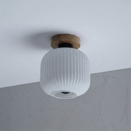 Candeeiro de tecto HARMA WOOD 1xE27/15W/230V carvalho/branco Ø 20 cm