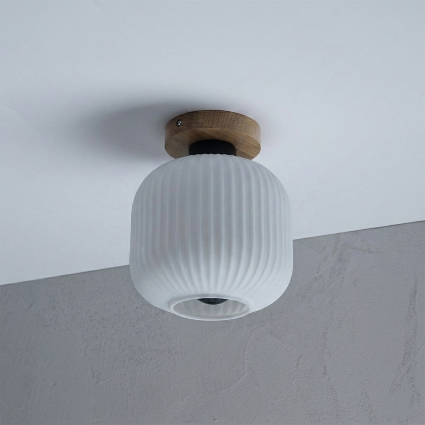 Candeeiro de tecto HARMA WOOD 1xE27/15W/230V carvalho/branco Ø 20 cm