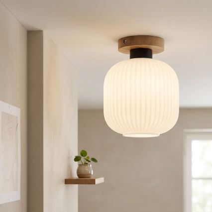 Candeeiro de tecto HARMA WOOD 1xE27/15W/230V carvalho/branco Ø 20 cm