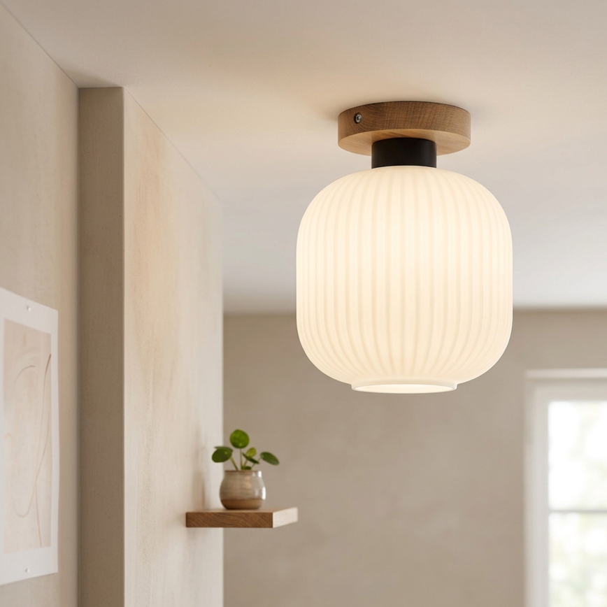 Candeeiro de tecto HARMA WOOD 1xE27/15W/230V carvalho/branco Ø 20 cm