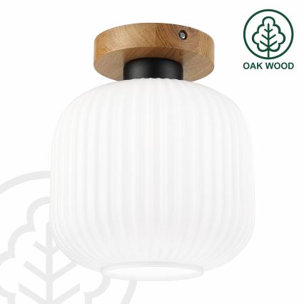 Candeeiro de tecto HARMA WOOD 1xE27/15W/230V carvalho/branco Ø 20 cm