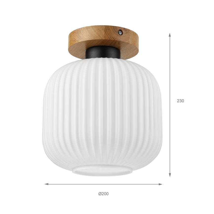 Candeeiro de tecto HARMA WOOD 1xE27/15W/230V carvalho/branco Ø 20 cm