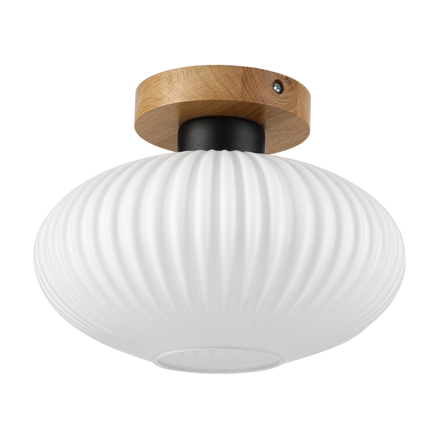 Candeeiro de tecto HARMA WOOD 1xE27/15W/230V carvalho/branco Ø 25 cm