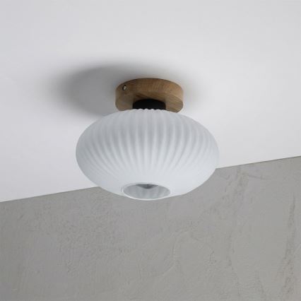 Candeeiro de tecto HARMA WOOD 1xE27/15W/230V carvalho/branco Ø 25 cm