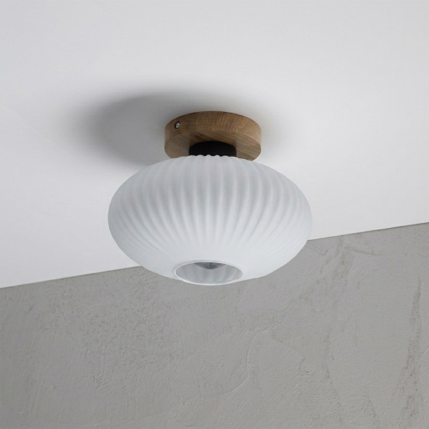 Candeeiro de tecto HARMA WOOD 1xE27/15W/230V carvalho/branco Ø 25 cm
