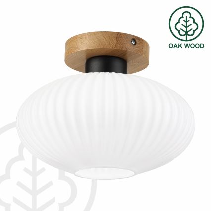 Candeeiro de tecto HARMA WOOD 1xE27/15W/230V carvalho/branco Ø 25 cm