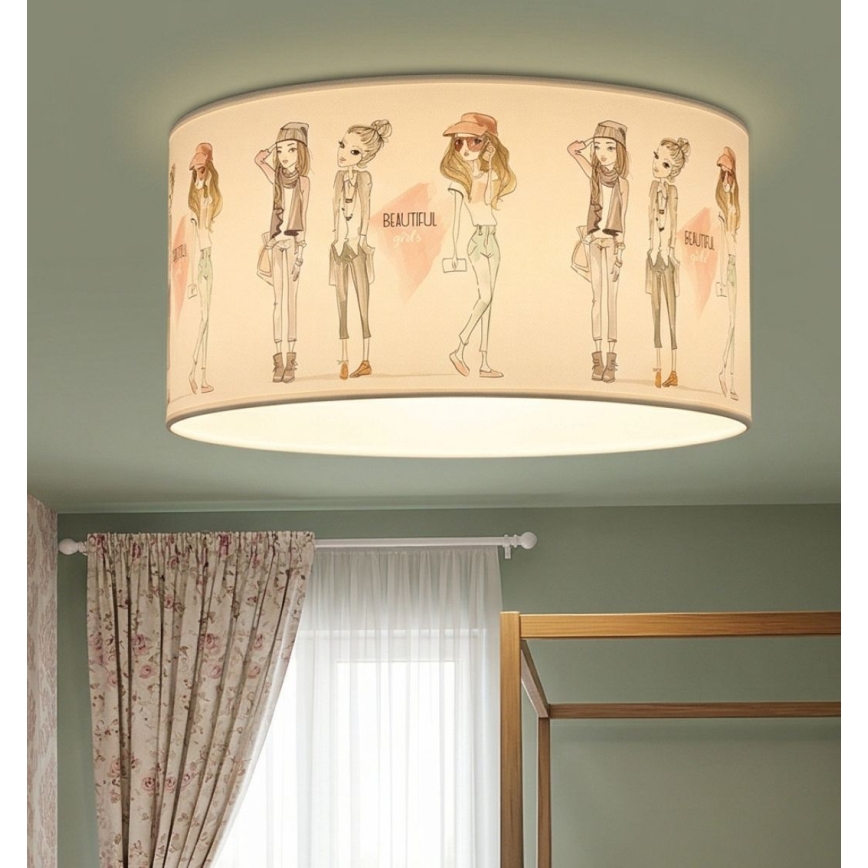 Candeeiro de tecto infantil GIRLS VIBES 1xE27/60W/230V Ø 40 cm para raparigas