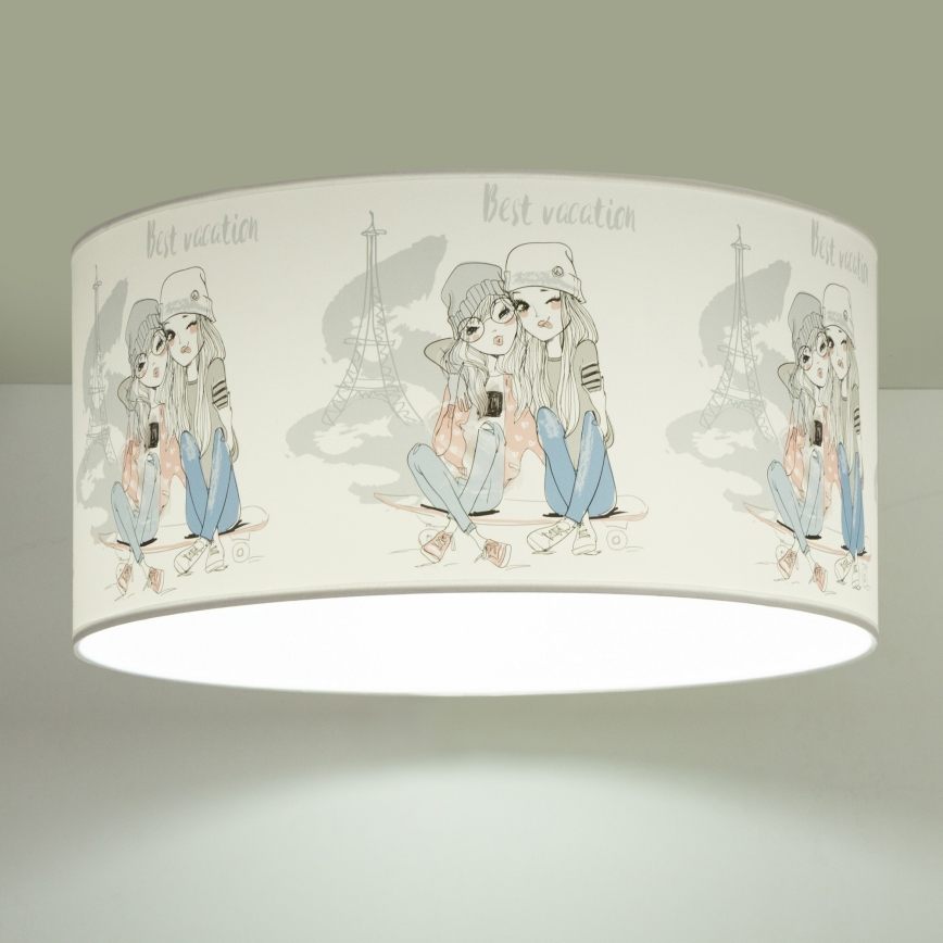Candeeiro de tecto infantil GIRLS VIBES 1xE27/60W/230V Ø 40 cm Paris