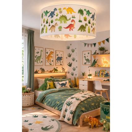 Candeeiro de tecto infantil KIDS ROOM 1xE27/60W/230V, Ø 40 cm, com motivo de dinossauro