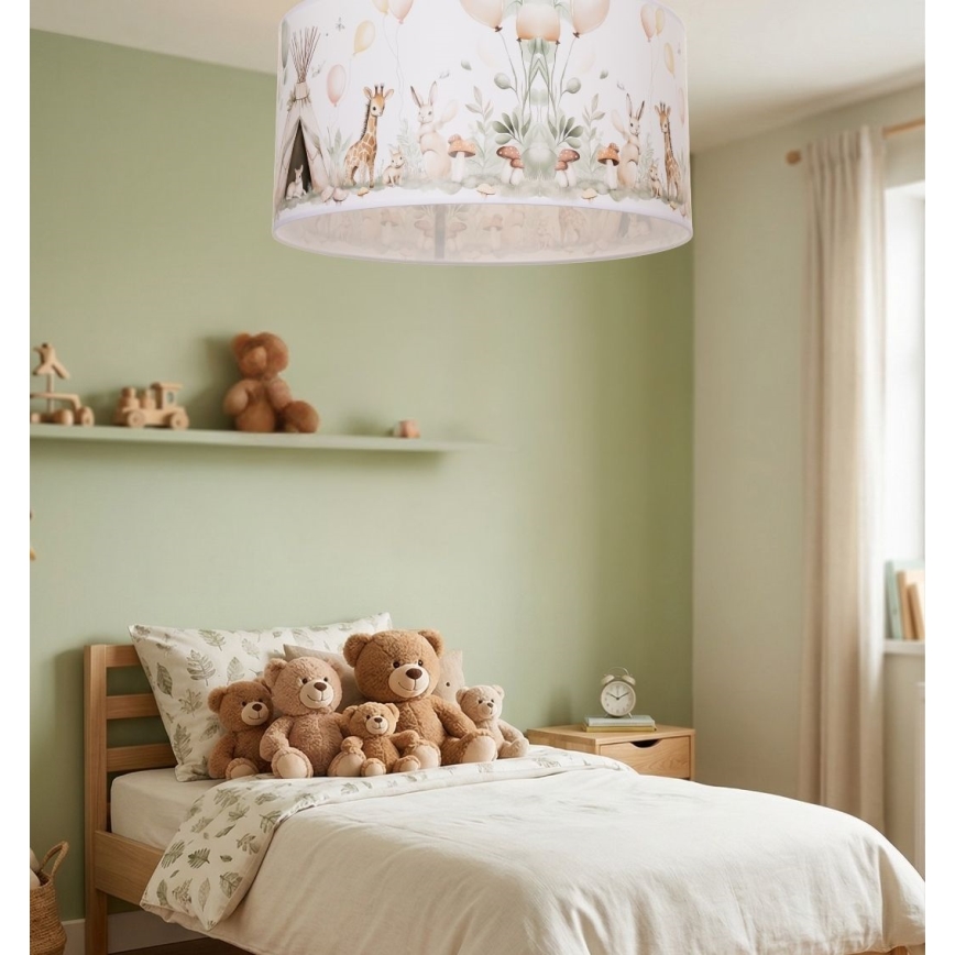 Candeeiro de tecto infantil KIDS ROOM 1xE27/60W/230V Ø 40 cm, com motivos de animais
