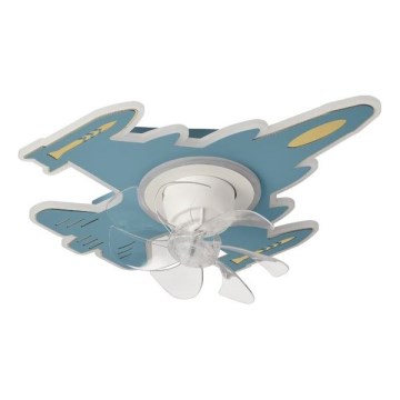 Candeeiro de tecto infantil LED dimerizável com ventilador, LED/63W/230V 3000/4000/6000K, azul + controlo remoto
