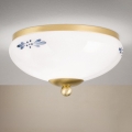 Candeeiro de tecto LANDHAUS 1xE27/60W/230V Ø 21 cm latão/branco/azul