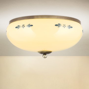 Candeeiro de tecto LANDHAUS 3x E27/60W/230V Ø 35 cm bronze/bege/azul