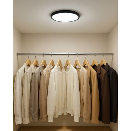 Candeeiro de tecto LED/18W/230V 3000/4000/6500K Ø 23 cm preto