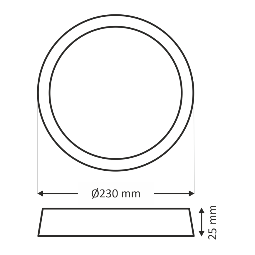 Candeeiro de tecto LED/18W/230V 3000/4000/6500K Ø 23 cm preto