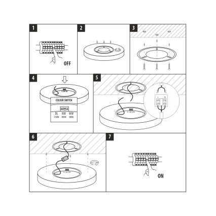 Candeeiro de tecto LED/18W/230V 3000/4000/6500K Ø 23 cm preto