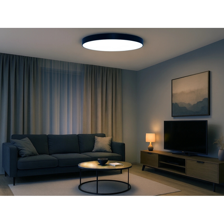 Candeeiro de tecto LED/200W/230V 3000/4000/6500K Ø 100 cm preto