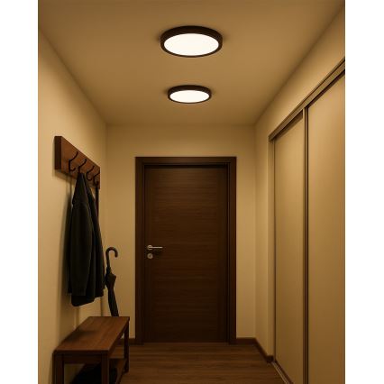 Candeeiro de tecto LED/24W/230V 3000/4000/6500K Ø 30 cm castanho