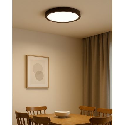 Candeeiro de tecto LED/24W/230V 3000/4000/6500K Ø 30 cm castanho