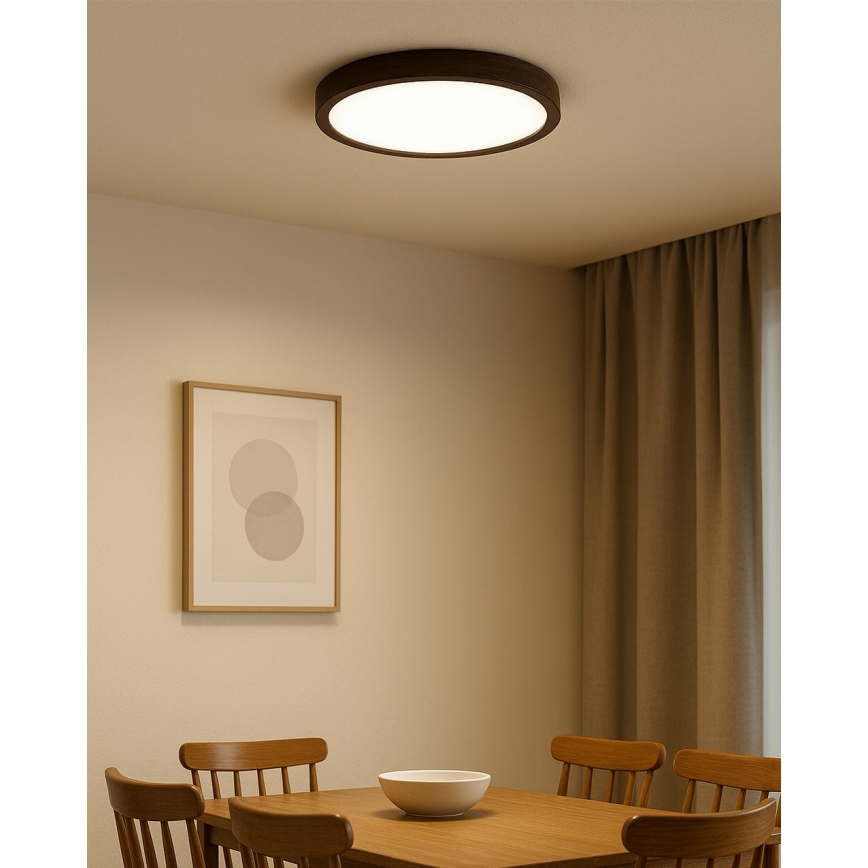 Candeeiro de tecto LED/24W/230V 3000/4000/6500K Ø 30 cm castanho