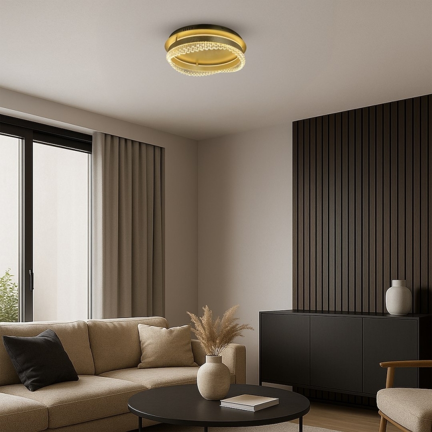 Candeeiro de Tecto LED 36W/230V Ø 43 cm dourado