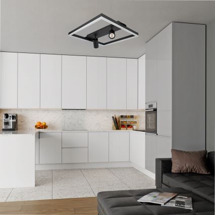 Candeeiro de tecto LED/38W/230V + 2xGU10/30W preto