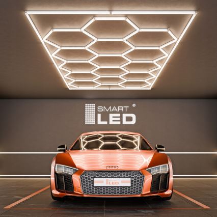 Luminária de teto LED HEXAGON LED/696W/85-265V 4000K 484x243 cm CRI 90 IP54 branca