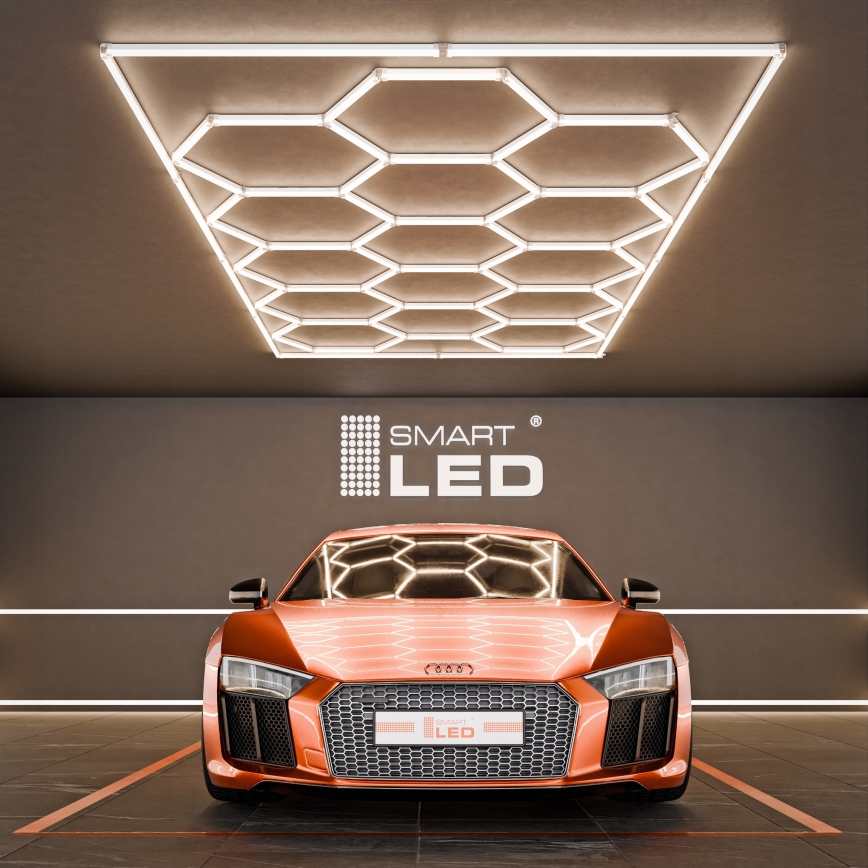 Luminária de teto LED HEXAGON LED/696W/85-265V 4000K 484x243 cm CRI 90 IP54 branca