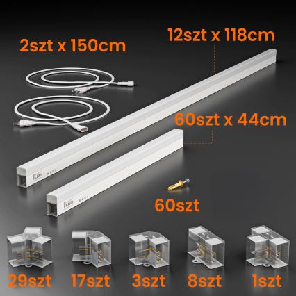 Luminária de teto LED HEXAGON LED/696W/85-265V 4000K 484x243 cm CRI 90 IP54 branca