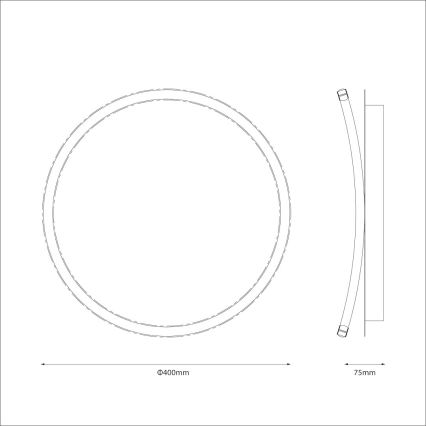 Candeeiro de tecto LED CALI LED/30W/230V, diâmetro 40 cm, preto