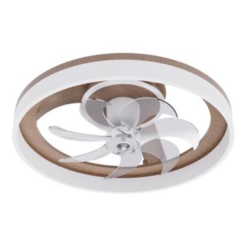 Candeeiro de tecto LED dimerizável com ventilador LED/40W/230V 3000-6500K castanho/branco + comando remoto