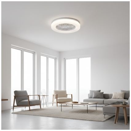 Candeeiro de tecto LED dimerizável com ventilador VENTELUX LED/24W/230V 3000/4000/6500K Ø 45 cm branco + comando remoto