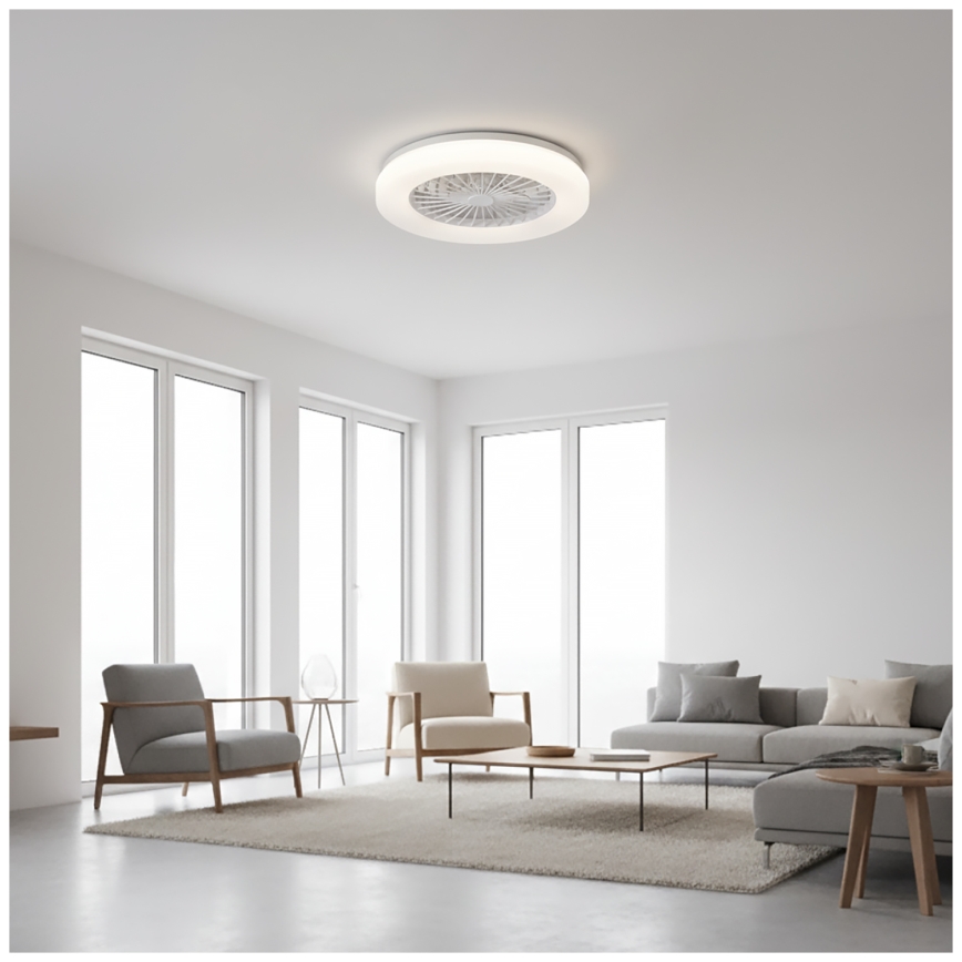 Candeeiro de tecto LED dimerizável com ventilador VENTELUX LED/24W/230V 3000/4000/6500K Ø 45 cm branco + comando remoto