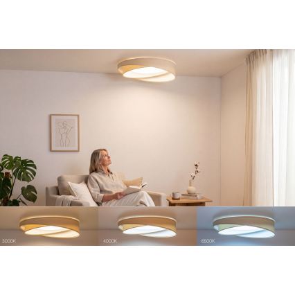 Luminária de teto LED regulável SMART GALAXY MODERN LED/24W/230V 3000-6500K Ø 55 cm creme/branco + controlo remoto