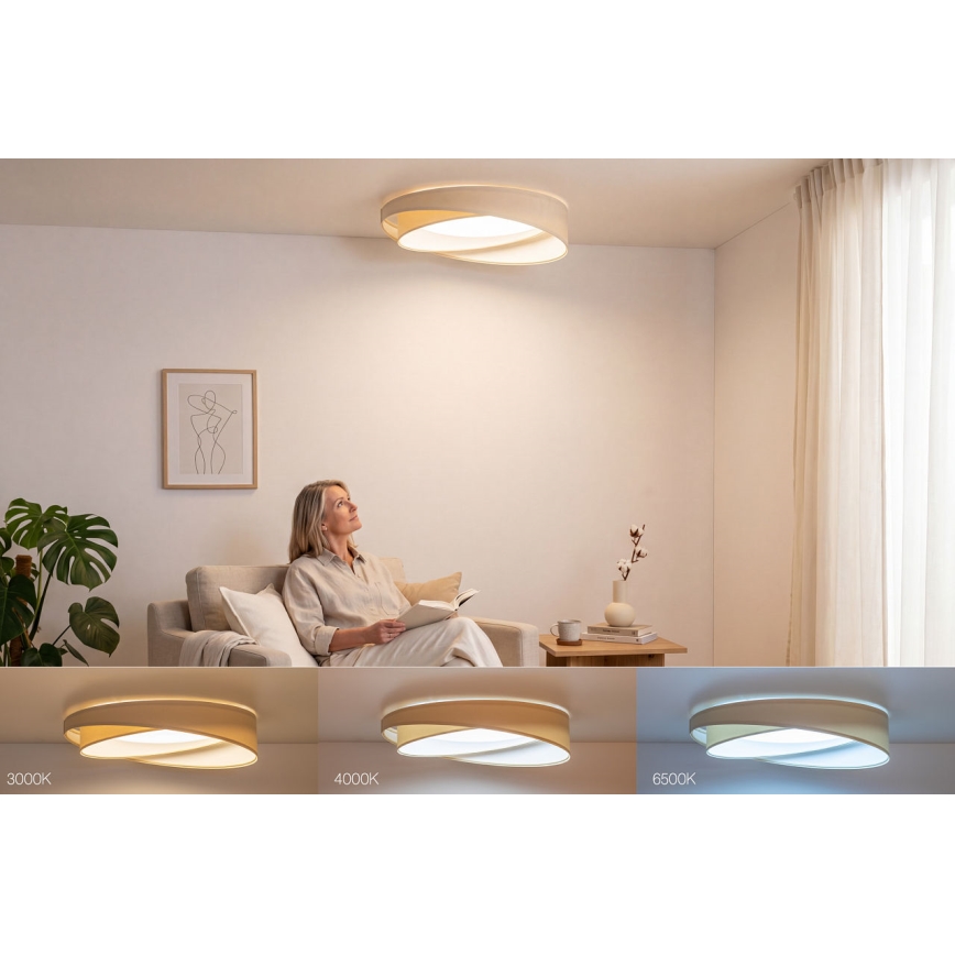 Luminária de teto LED regulável SMART GALAXY MODERN LED/24W/230V 3000-6500K Ø 55 cm creme/branco + controlo remoto