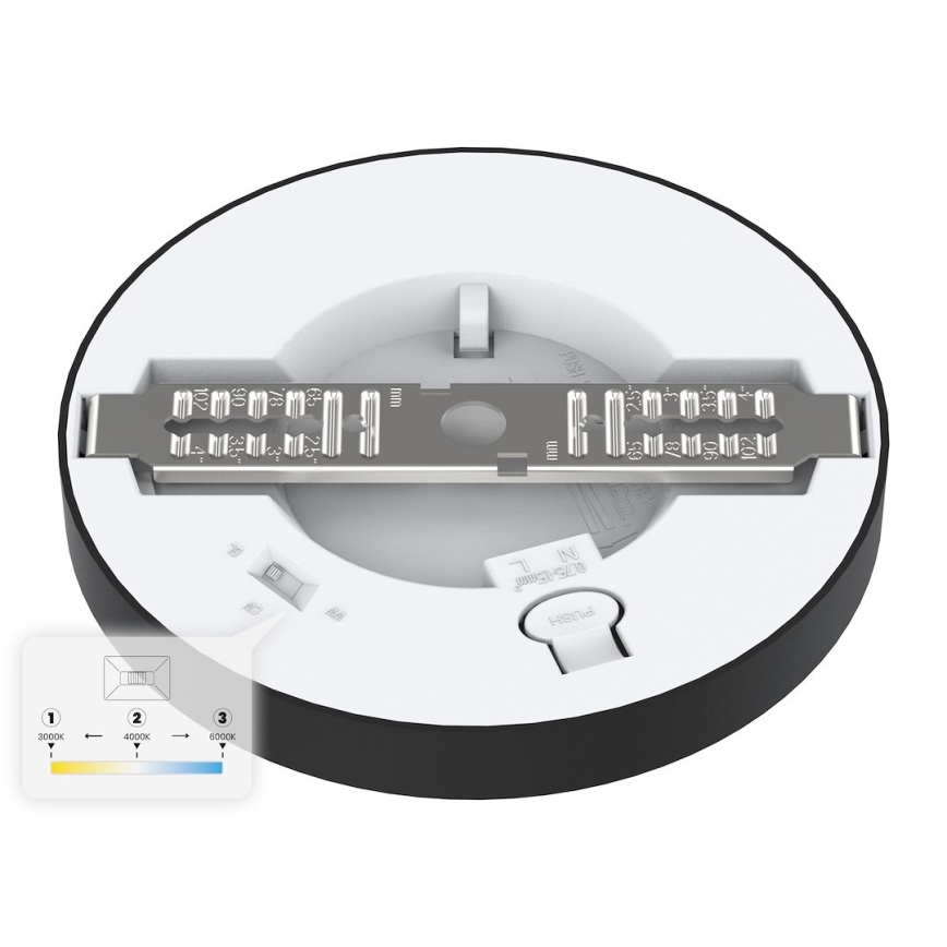 Candeeiro de tecto LED EVORA LED/6W/230V 3000/4000/6000K Ø 14 cm preto