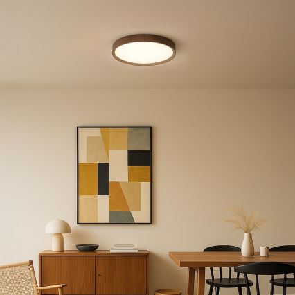 Candeeiro de tecto LED FOREST, 24 W, 230 V, diâmetro 39 cm, castanho