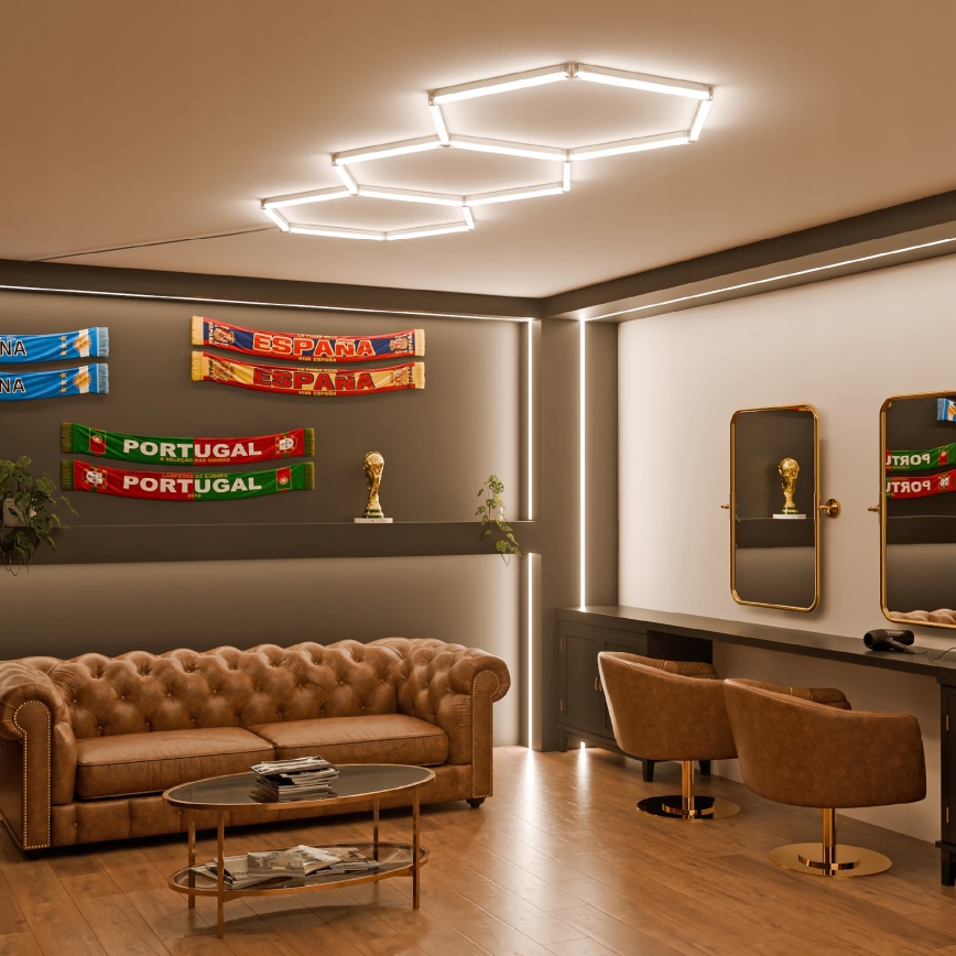 Candeeiro de tecto LED HEXAGON LED/128W/85-265V 4000K 248x97 cm CRI 90 IP54 branco